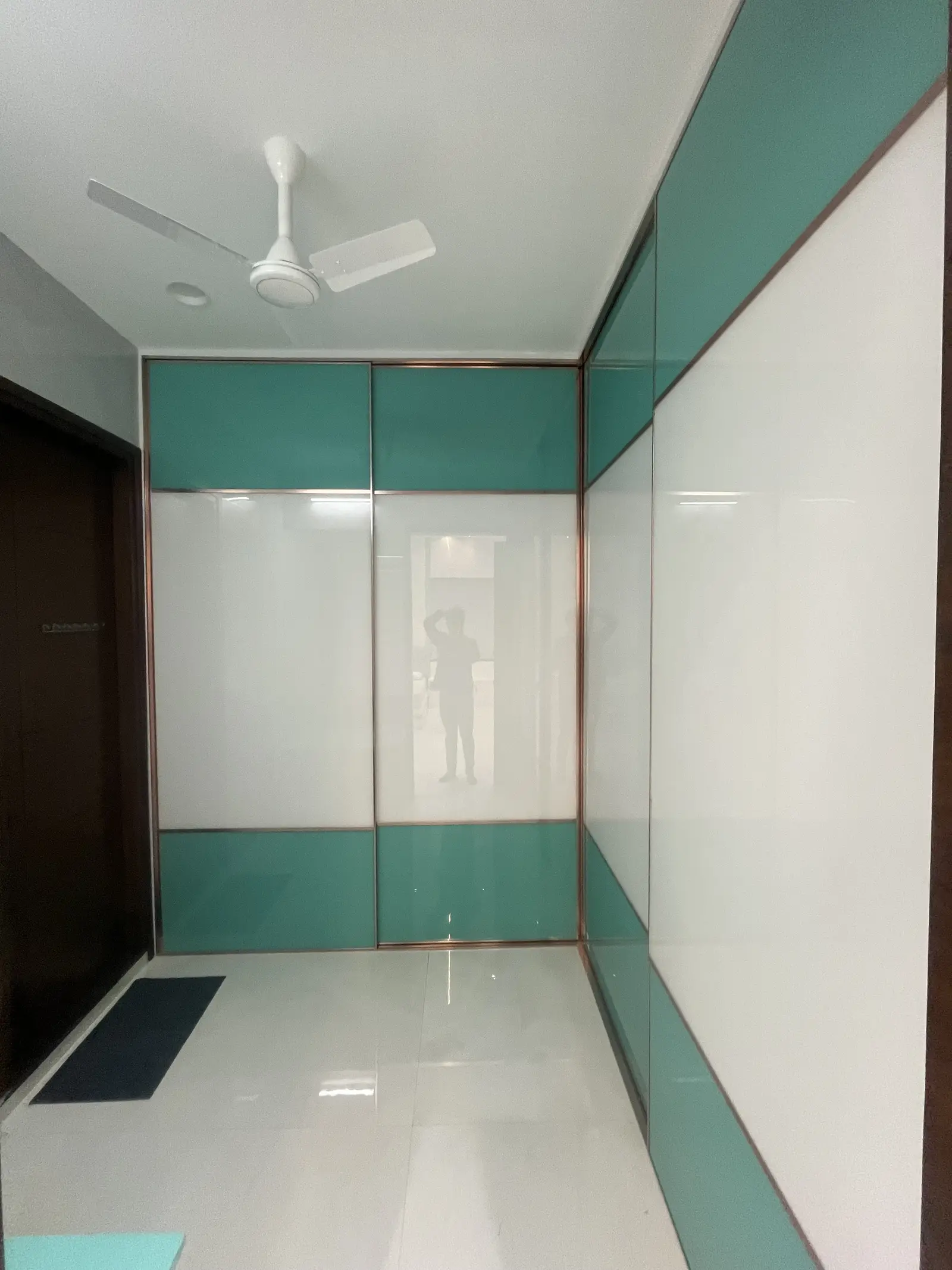 White and teal wardrobe doors