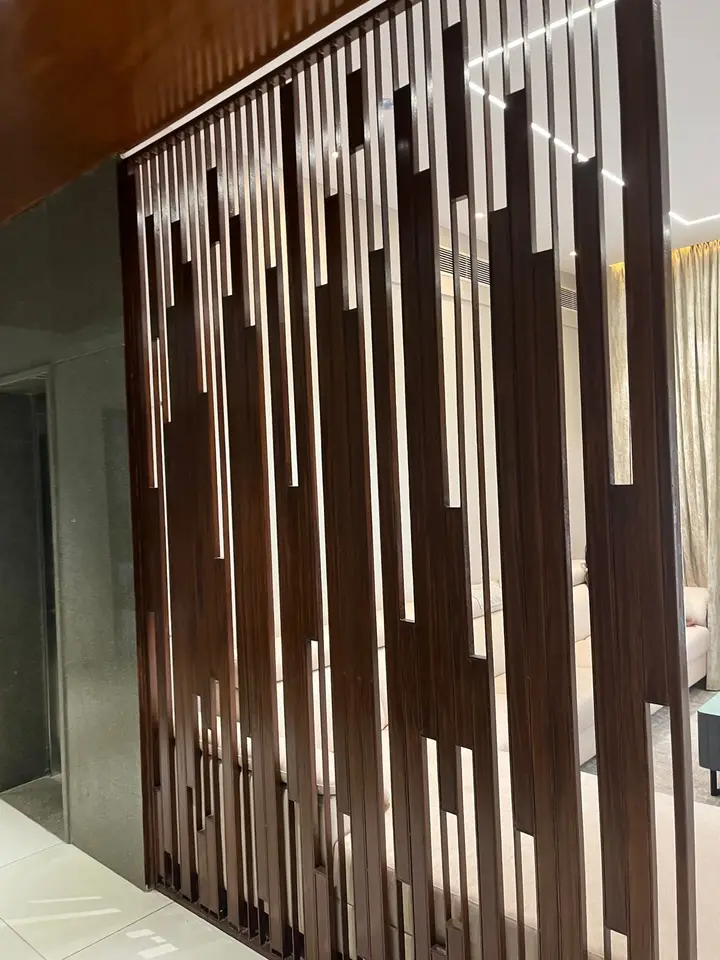 Fluted dark timber panel